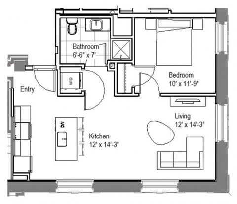 A1 Floor Plan at The Georgian Apartments, St Louis, MO, 63104